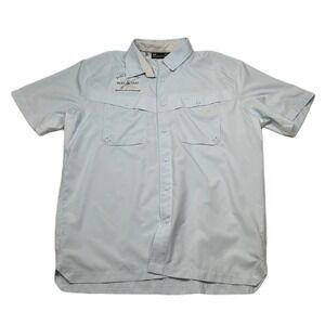 Under Armour Fishing Shirt Mens Large Lt Blue Rod & Gun Logo Vented Short Sleeve